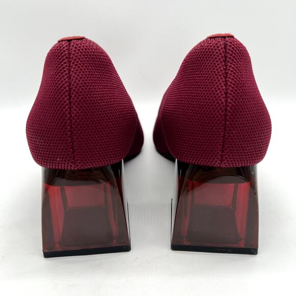 VIVAIA Aria Pointed Toe Block Heel Pump Womens 40 Bordeaux Burgundy Lucite Heel - Picture 3 of 11